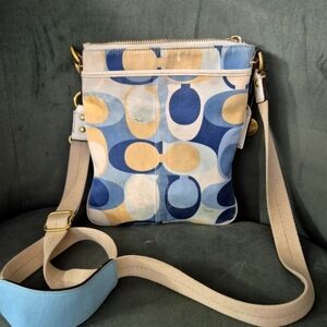 Coach Blue and Tan Crossbody Bag